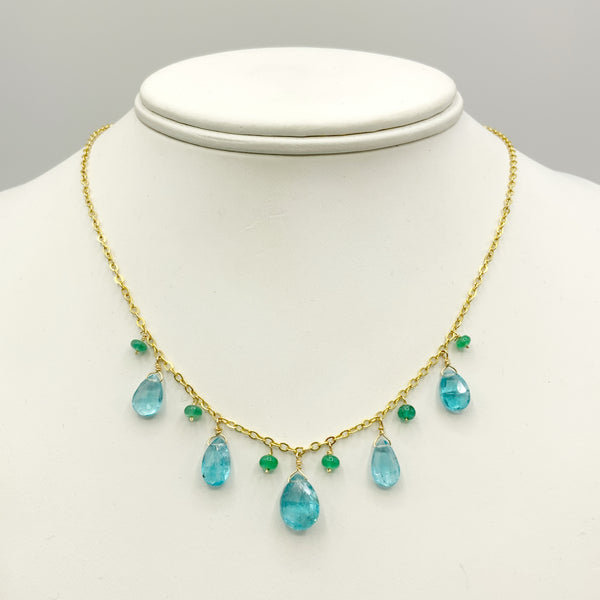 Yellow Gold Filled Necklace with Various Stones Necklace