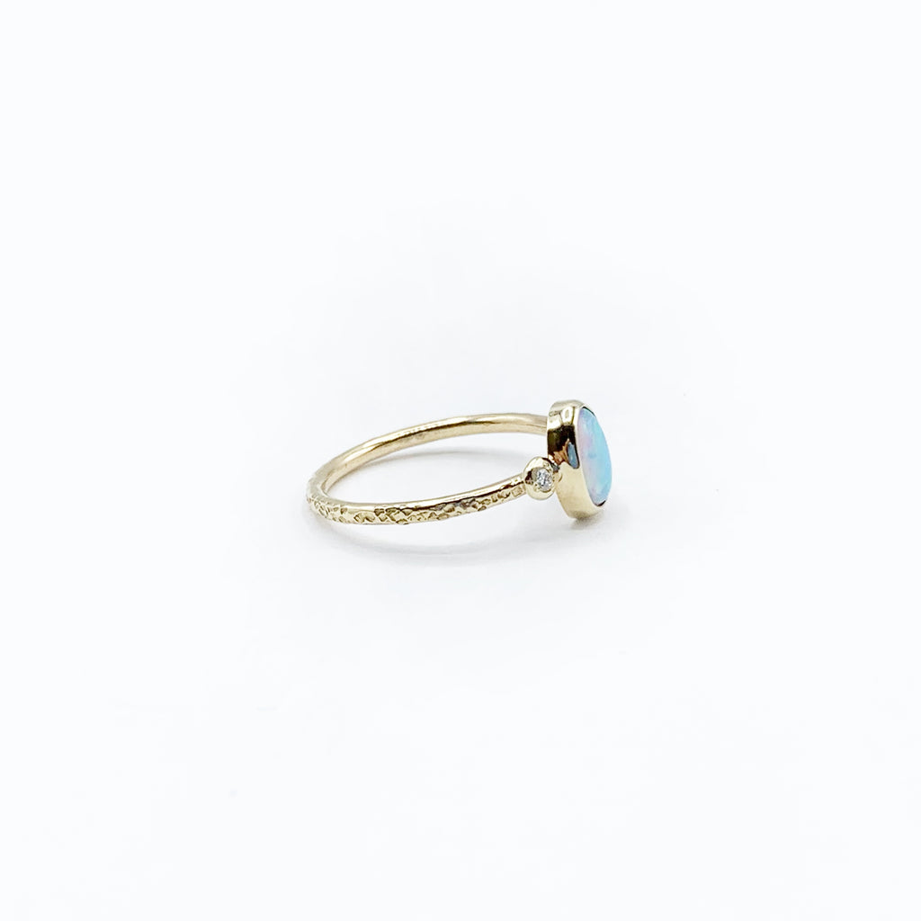 Australian Opal with Diamonds Either SIde