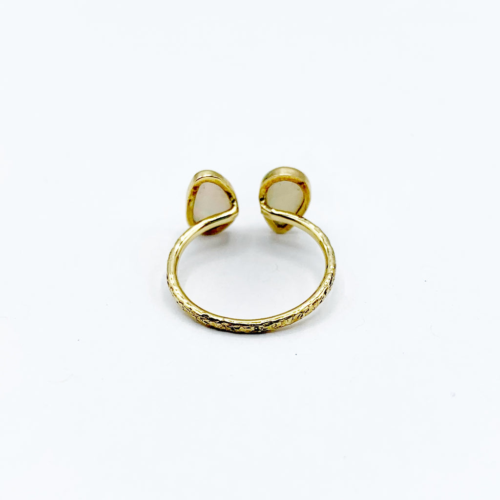 Rainbows in Fog Teardrop Opals Encircled in Gold