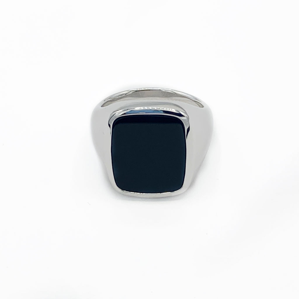 Men’s Sterling Silver Ring with Rectangle Onyx