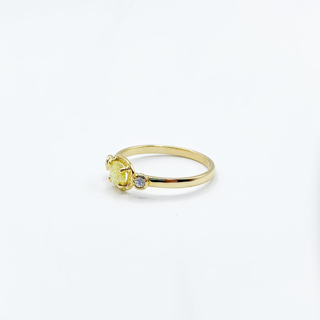 Princess Pink Diamond with Two Teensy Diamonds on Gold