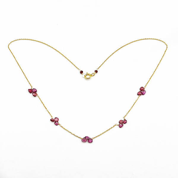 Pink Tourmaline Briolettes on Gold Filled Chain Necklace