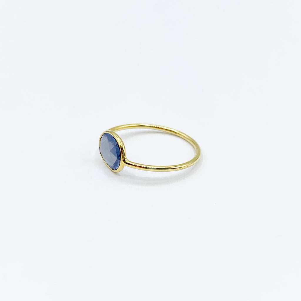 Delicate Rose Cut Sapphire on a Gold Band