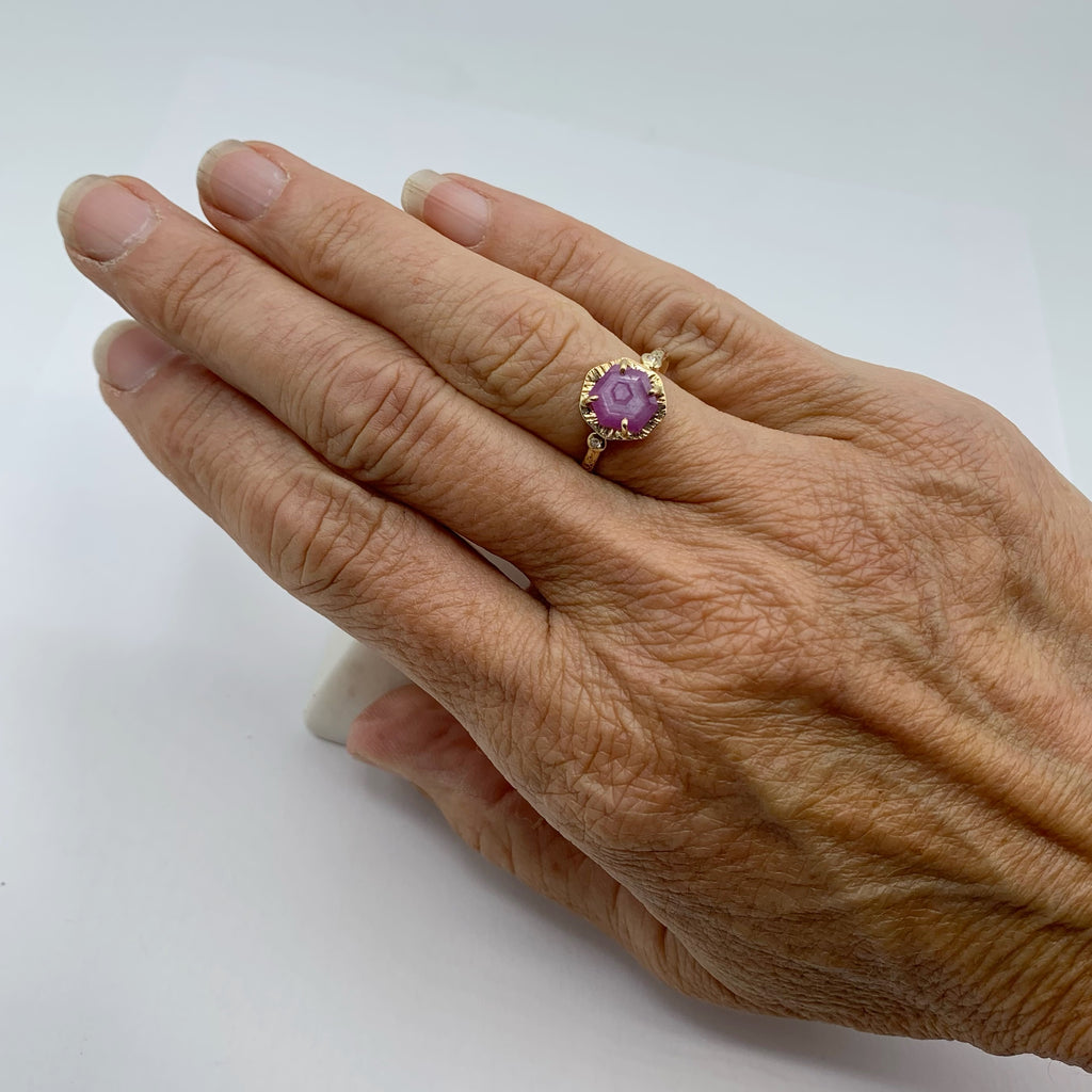 Soft Ruby Delicately Set in Gold