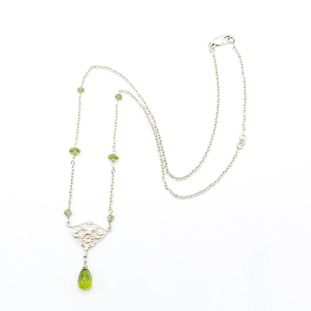 Sterling Silver Peridot Filigree Necklace