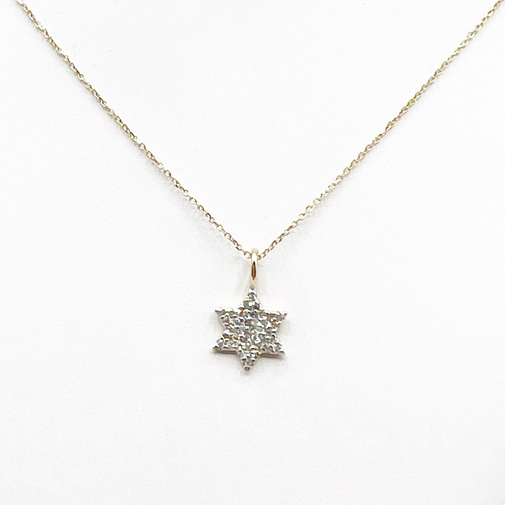 Pave Diamond 14 Karat Yellow Gold Star Necklace