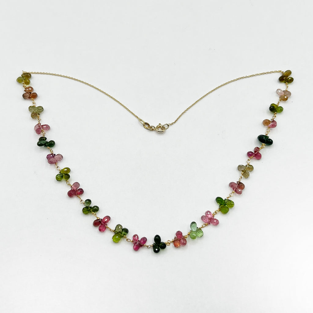 Dancing  Multi Colored Briolette Tourmaline Necklace