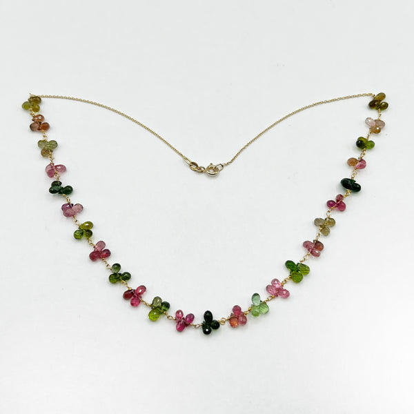 Dancing  Multi Colored Briolette Tourmaline Necklace