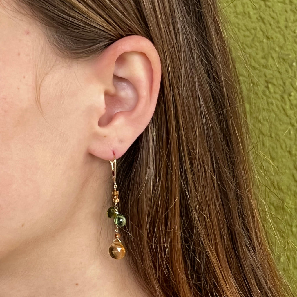 Cascading Citrine and Tourmaline Drop Earrings