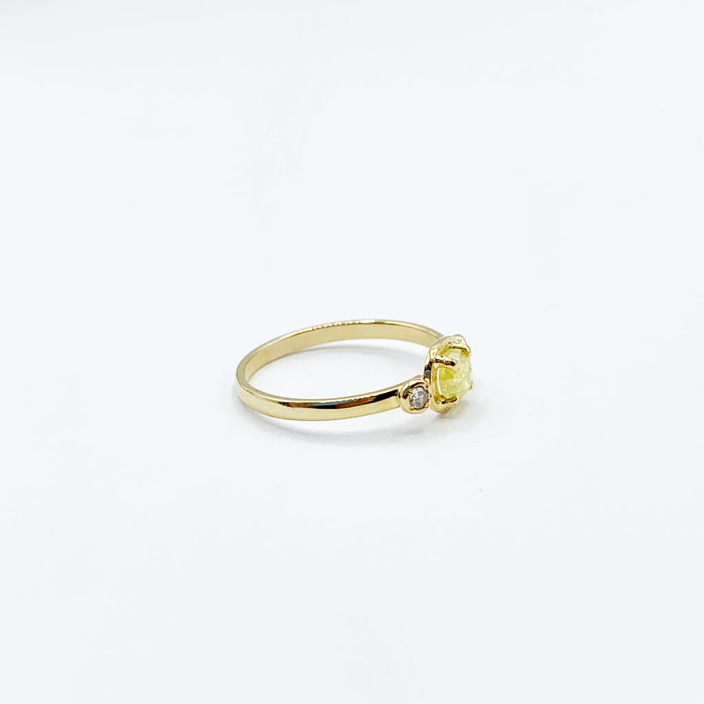 Princess Pink Diamond with Two Teensy Diamonds on Gold