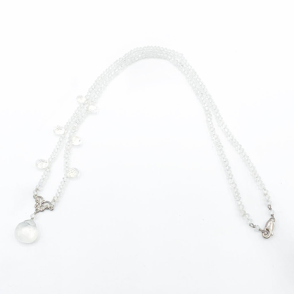 Moonstone and Sterling Silver Necklace with Various Shaped Drops