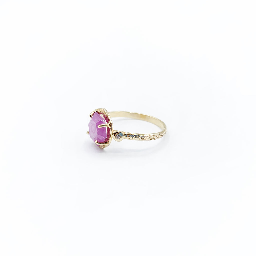 Soft Ruby Delicately Set in Gold