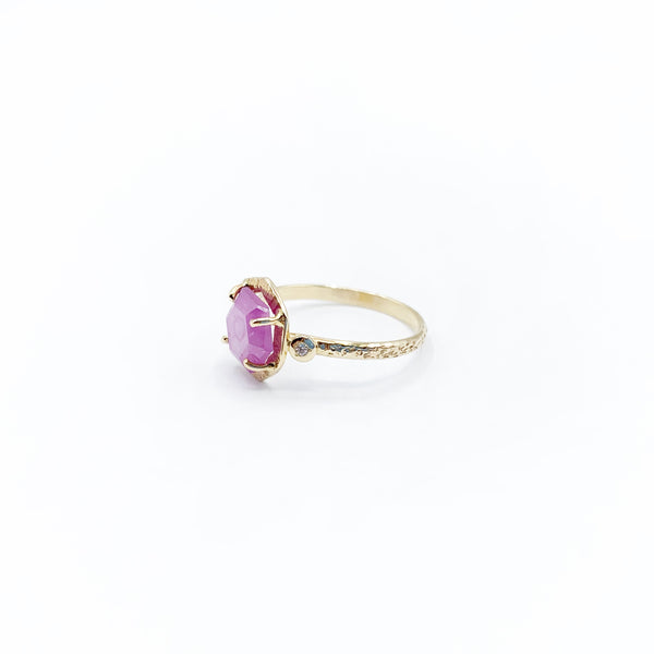 Soft Ruby Delicately Set in Gold