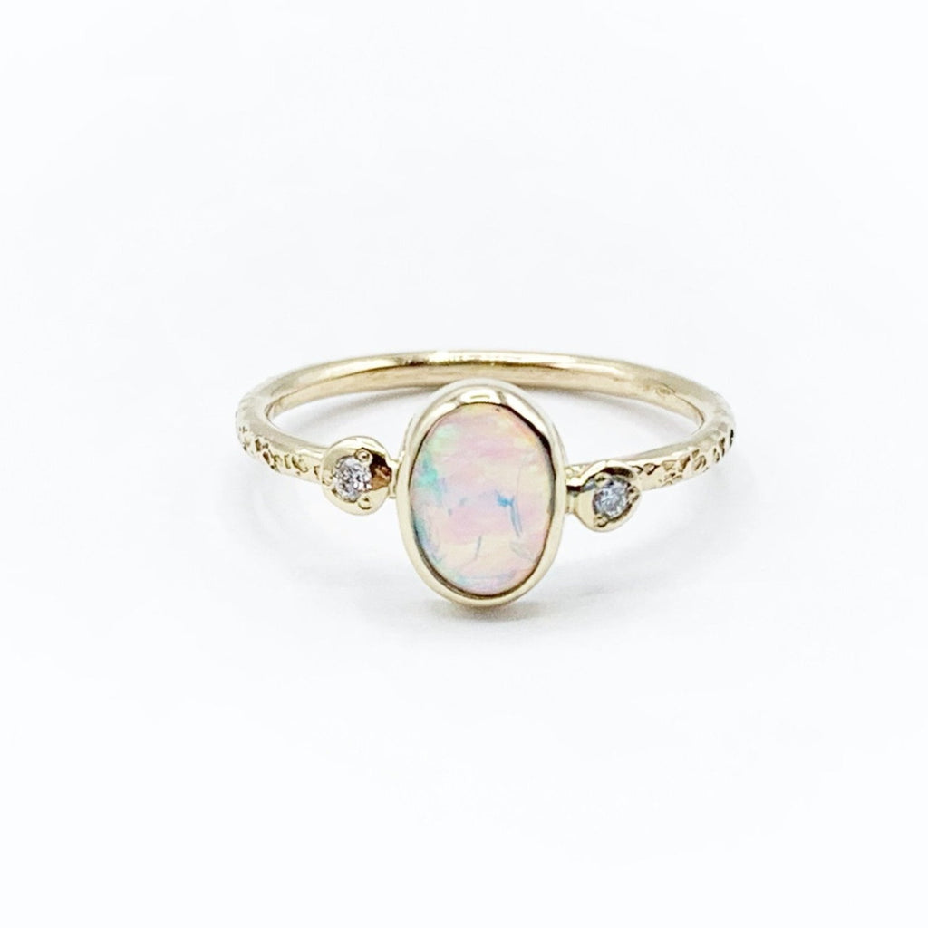 Australian Opal with Diamonds Either SIde