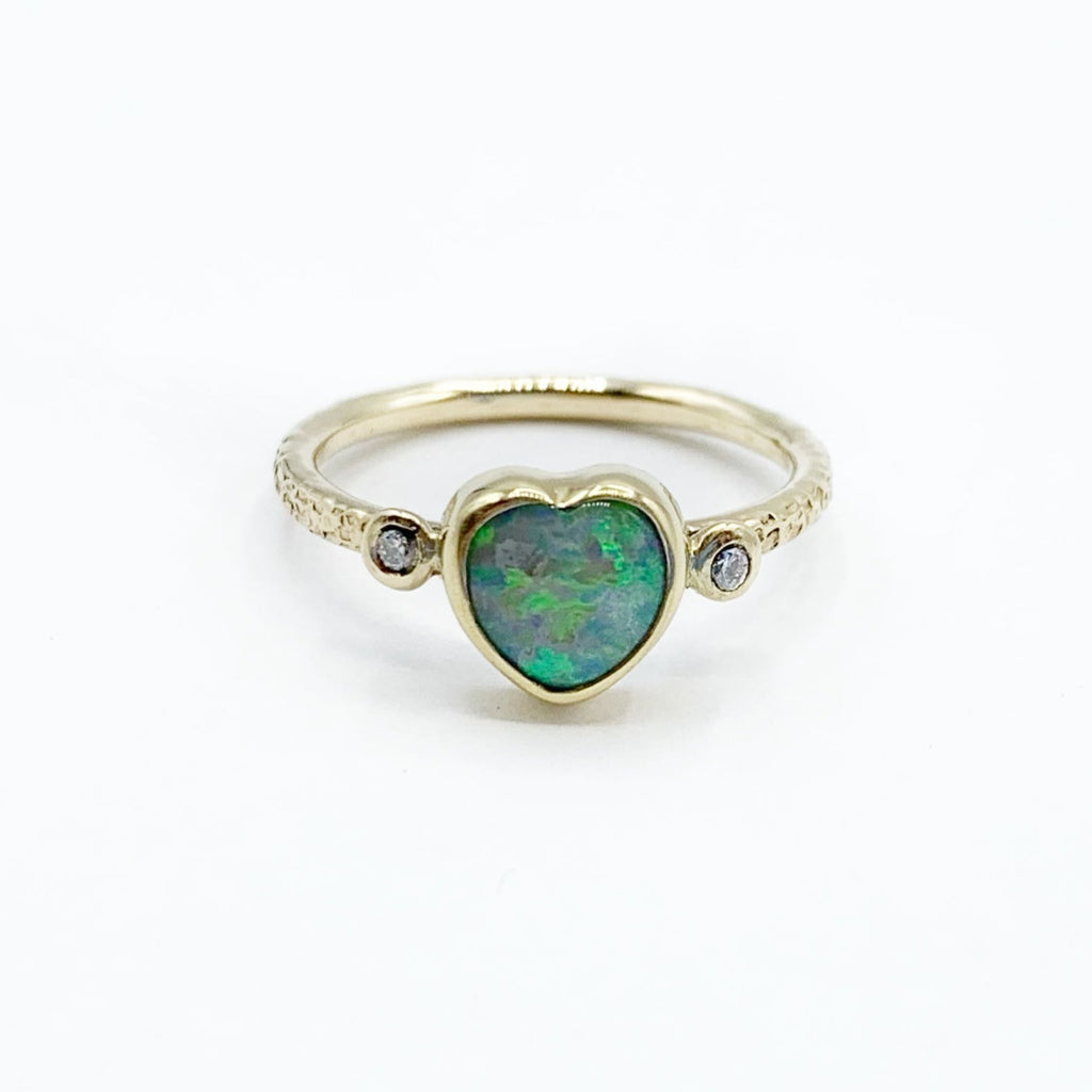 Opal Heart Paired with Diamonds