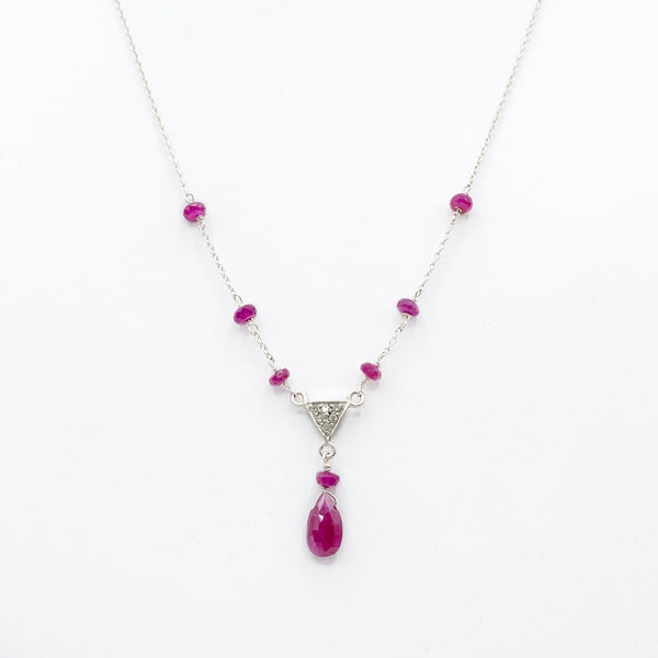 Yellow Gold Ruby and Diamond Necklace