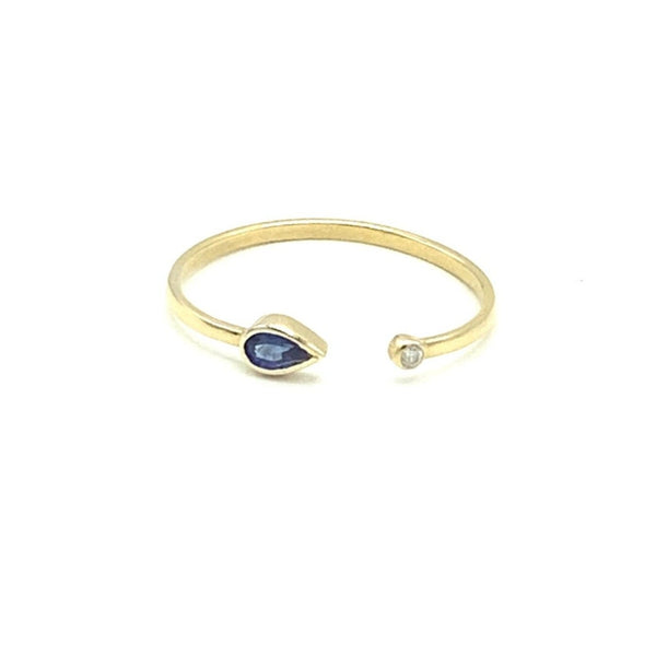 Sapphire Diamond Ring Set In 14 Karat Yellow Gold