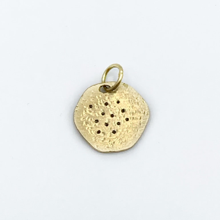 14K Yellow Satin Gold Diamond Drop Pendant