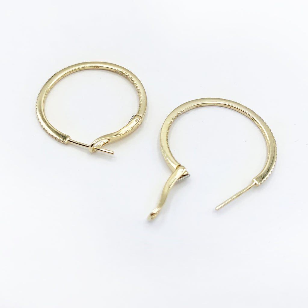 Golden Hoops Studded with Diamonds