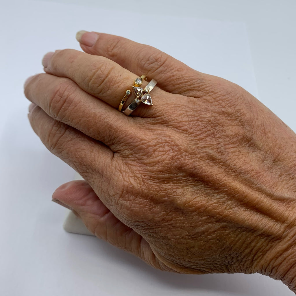 White and Pink Sterling Silver and Rose Gold Diamond Ring