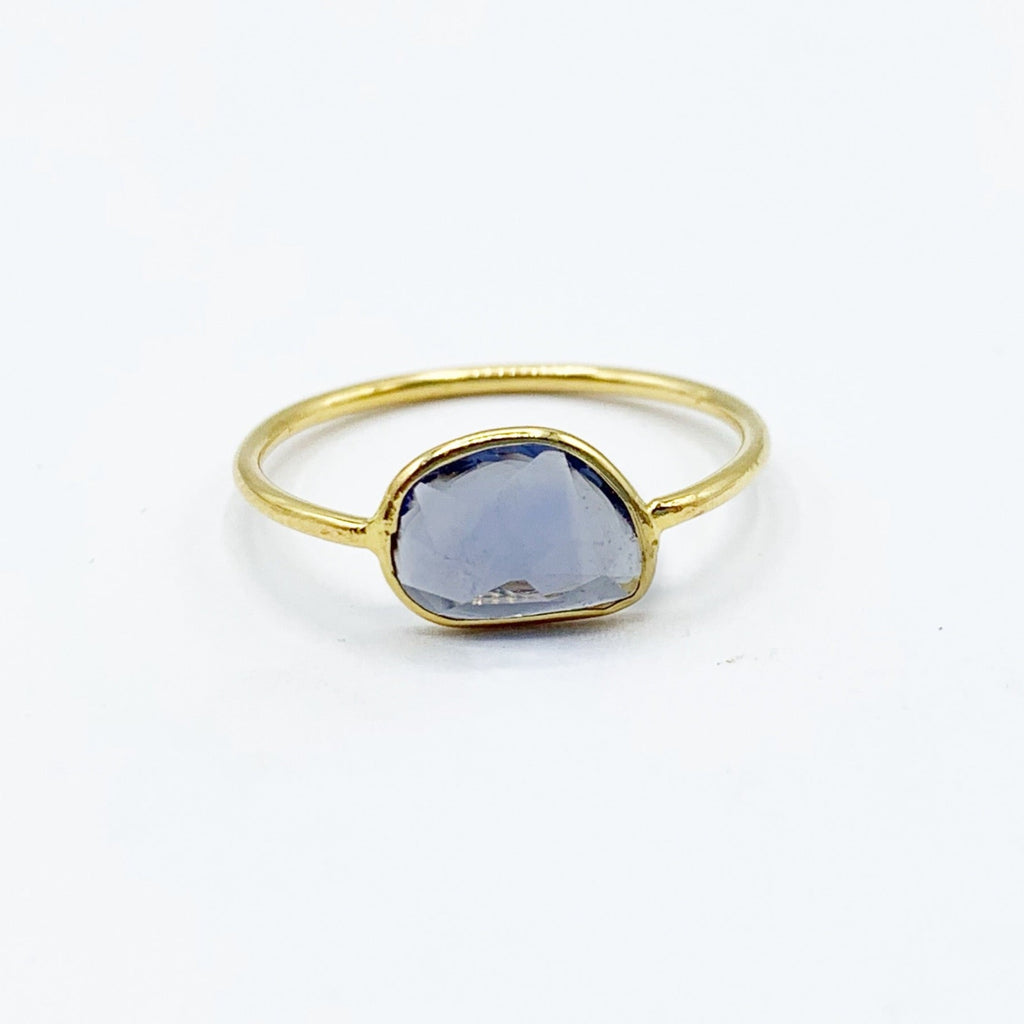 Delicate Sapphire Window on a Slender Band
