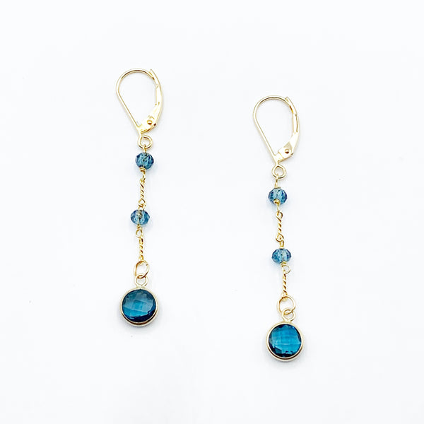 Electric Blue Topaz Floating on a Golden Chain