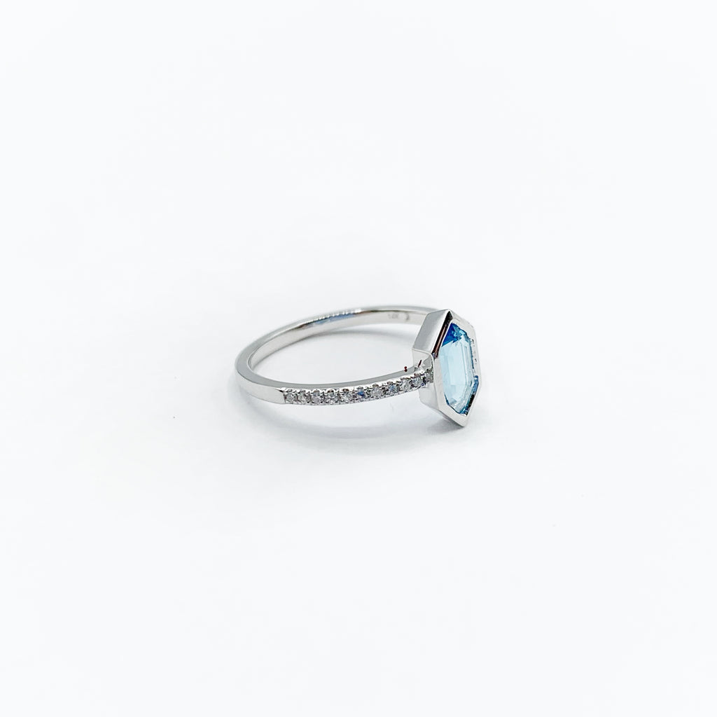 Regal Blue Topaz on a Band of Diamonds