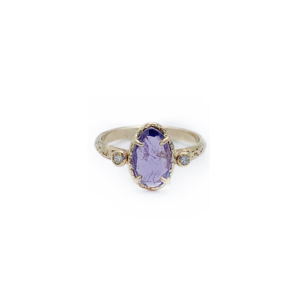 Rose Cut Purple Sapphire and Diamond Ring