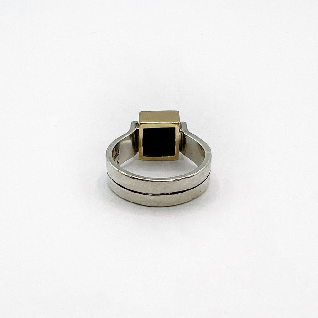 Gold Pyramid and  Sterling Silver Ring