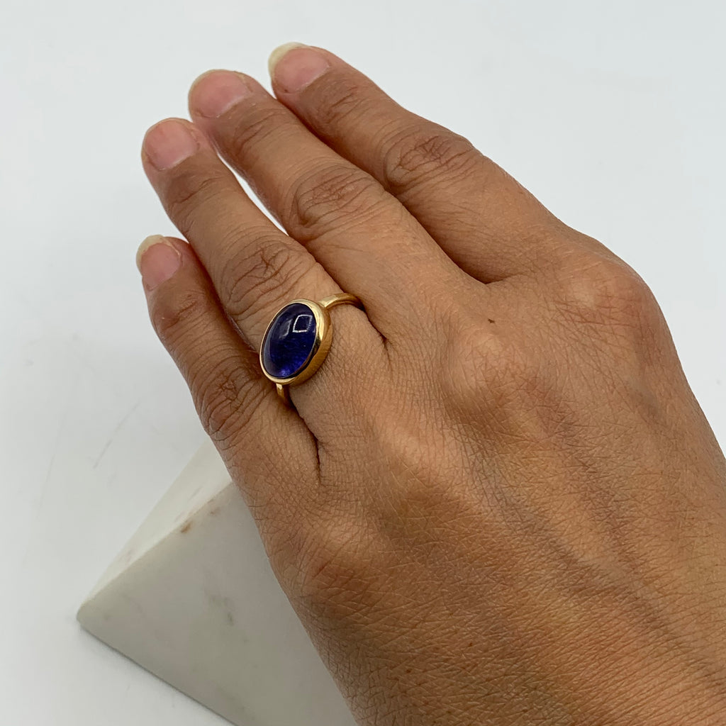 Landscape Picture Tanzanite Gem Surrounded by Gold
