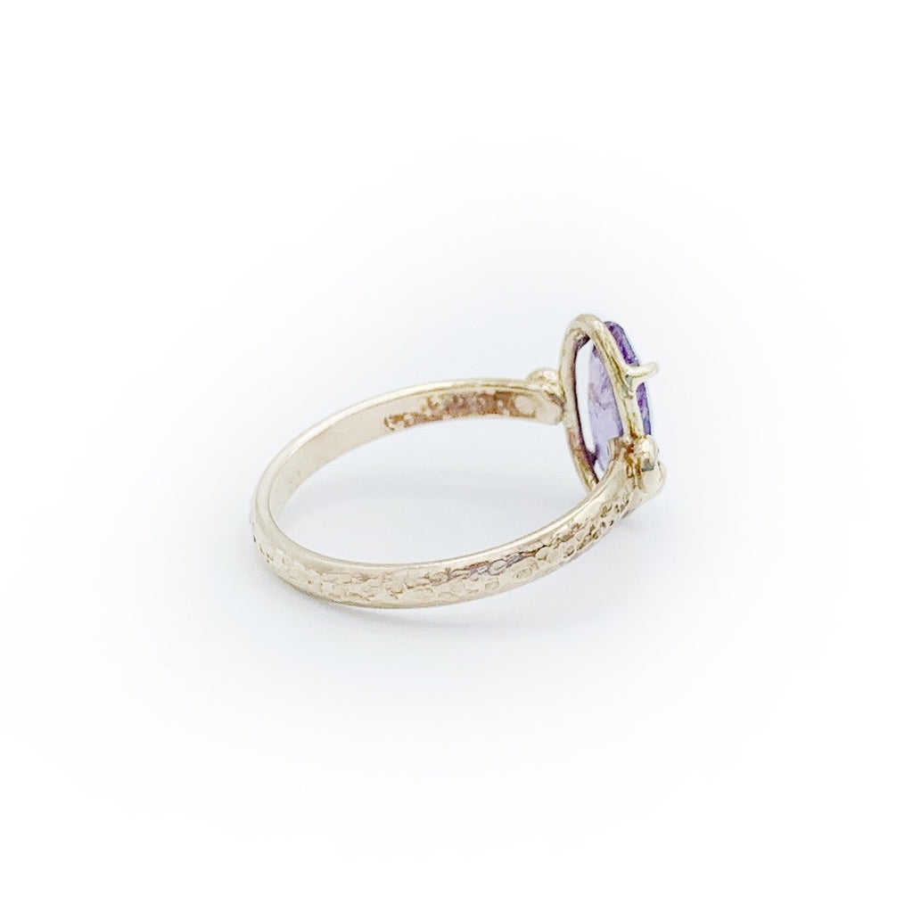 Rose Cut Purple Sapphire and Diamond Ring