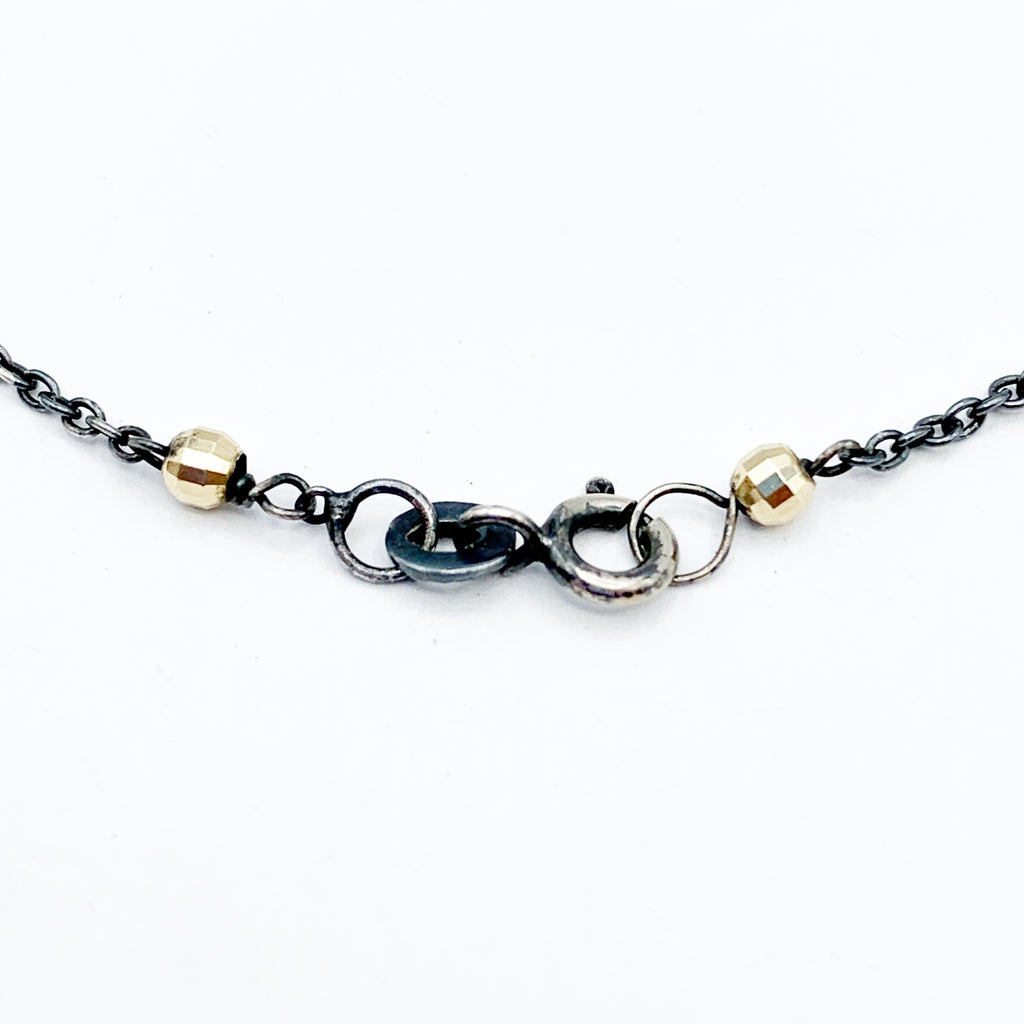 Sterling Silver and 14 Karat Gold, Black and Yellow Chain Bracelet