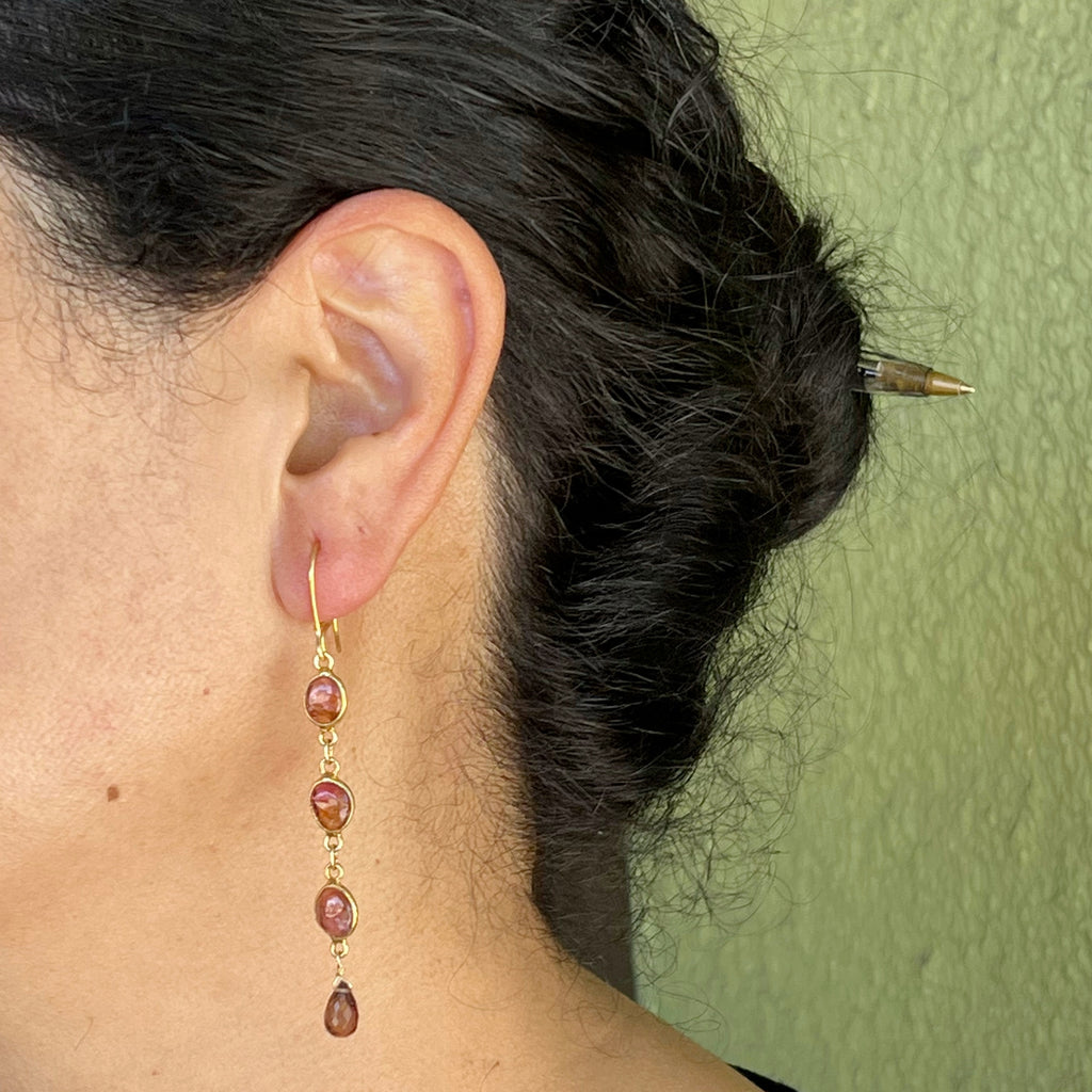 Pink Tourmaline 'Shoulder Duster' Drop Earrings