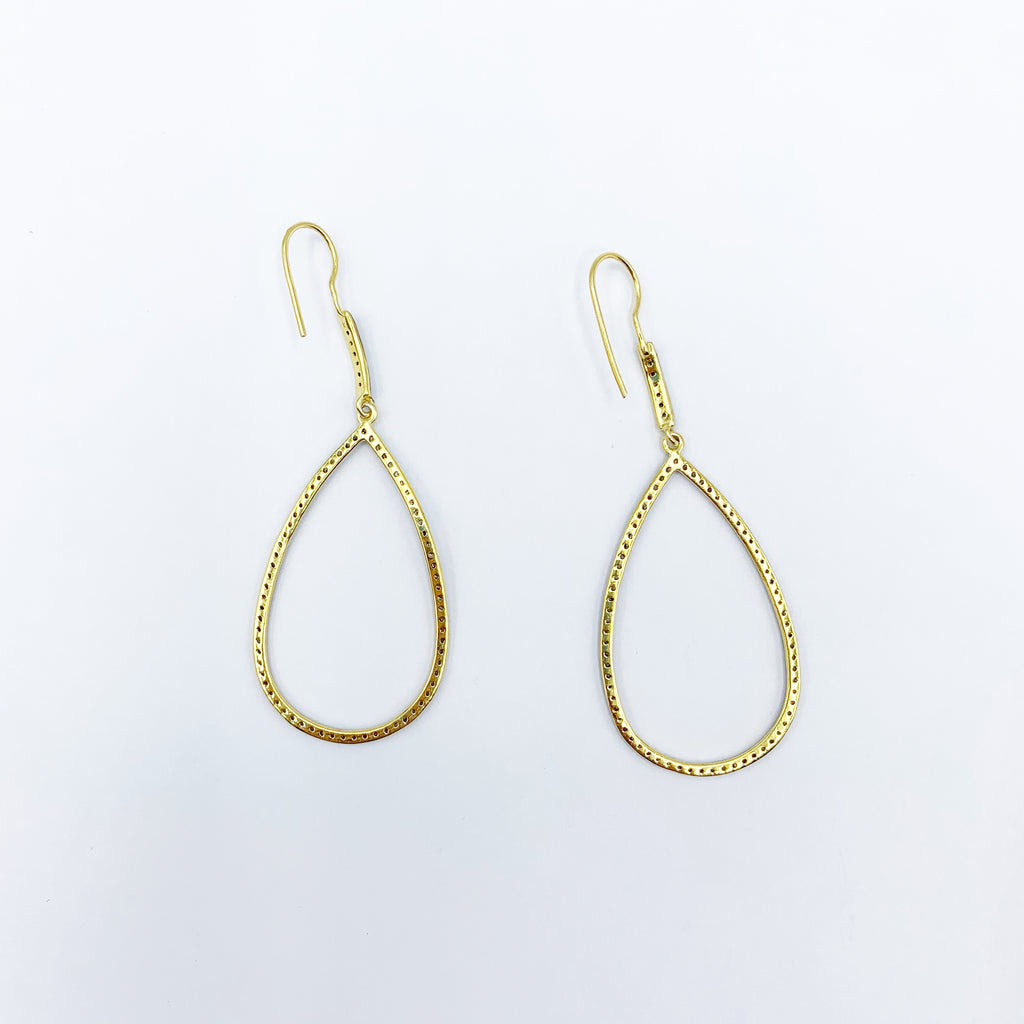 Large Teardrop Diamond and Gold Vermeil Earrings