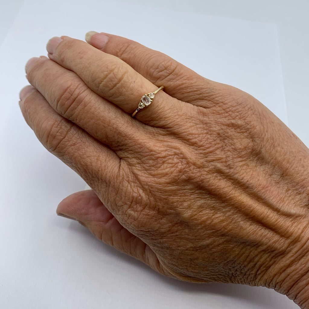 Three Delicate Diamonds  Ring