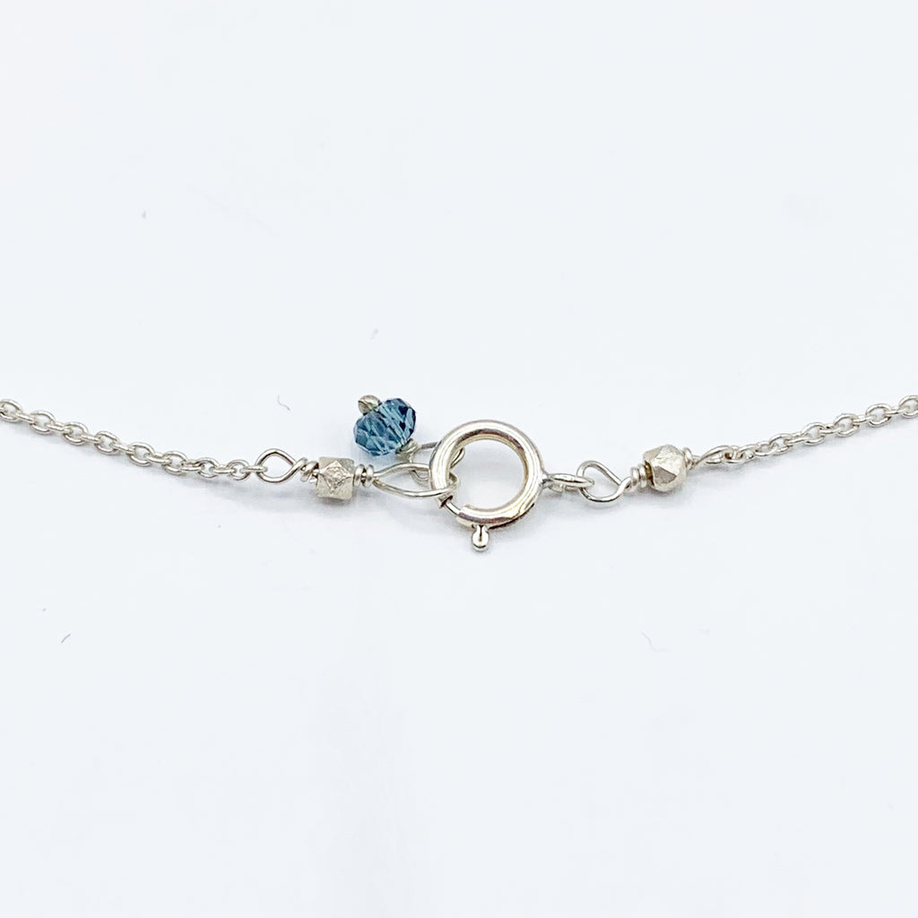 White Sterling Silver Necklace with Blue Topaz