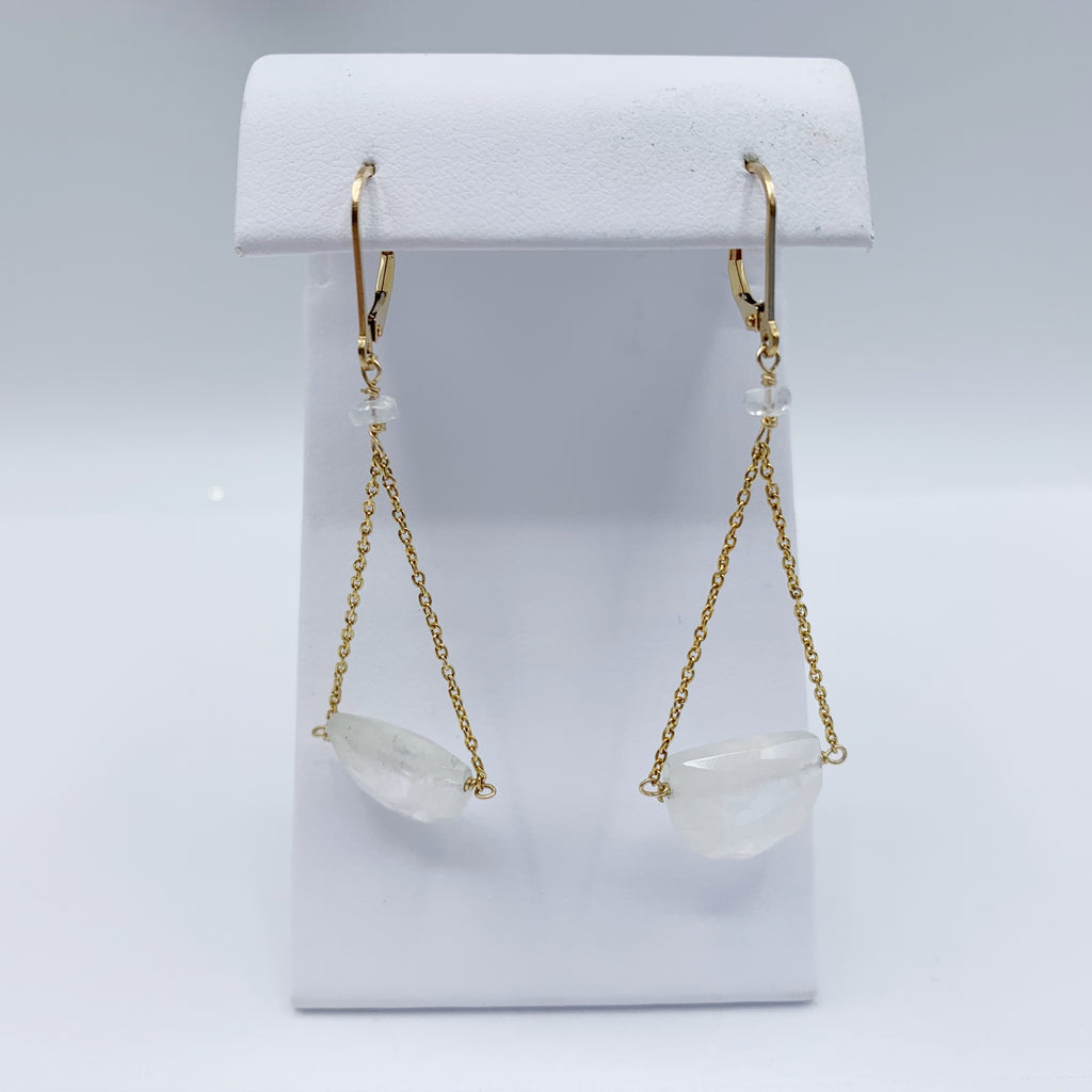 Rosé Gold Filled Drop Earrings with Labradorites