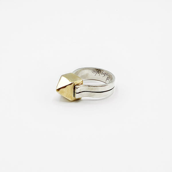 Gold Pyramid and  Sterling Silver Ring