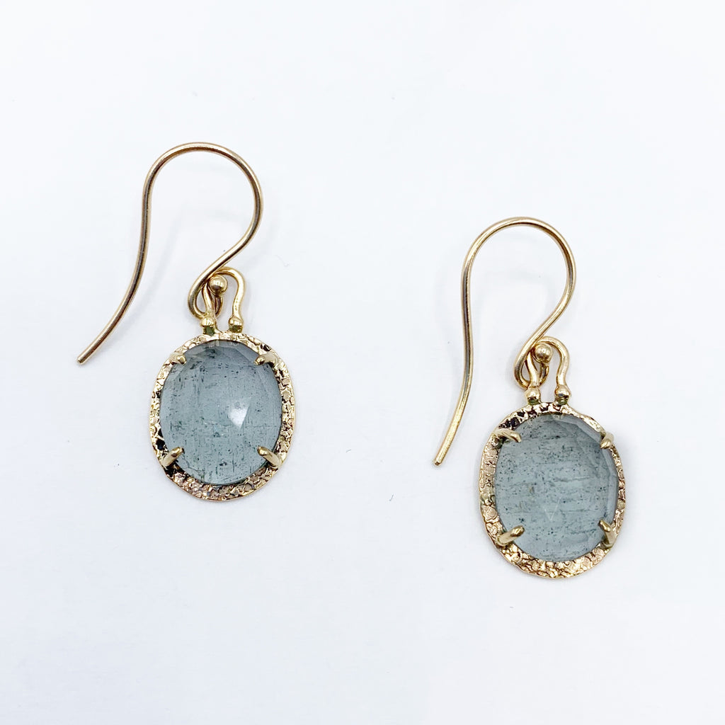 Moss Aquamarine Dewdrops Captured in Gold