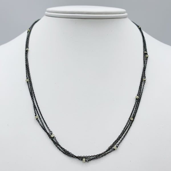 Sterling Silver Triple Strand with Diamond Beads