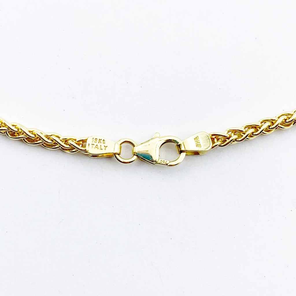 18 Karat Yellow Gold Wheat Chain