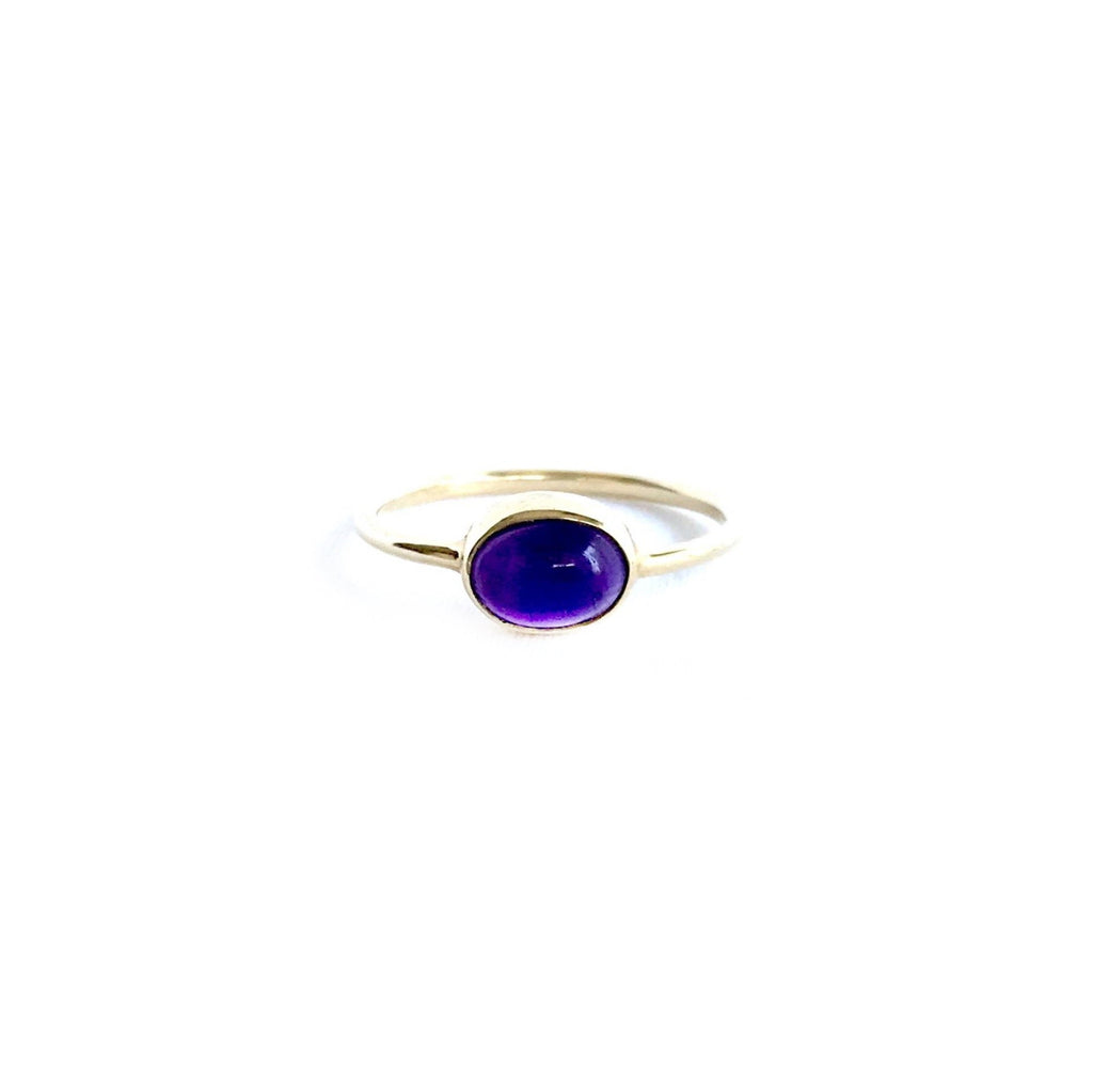 Luscious Deep Purple Amethyst on a delicate gold band