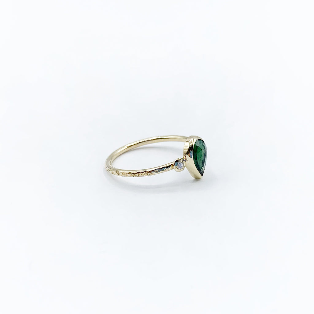 Pear Shaped Tourmaline Paired with Teensy Diamonds