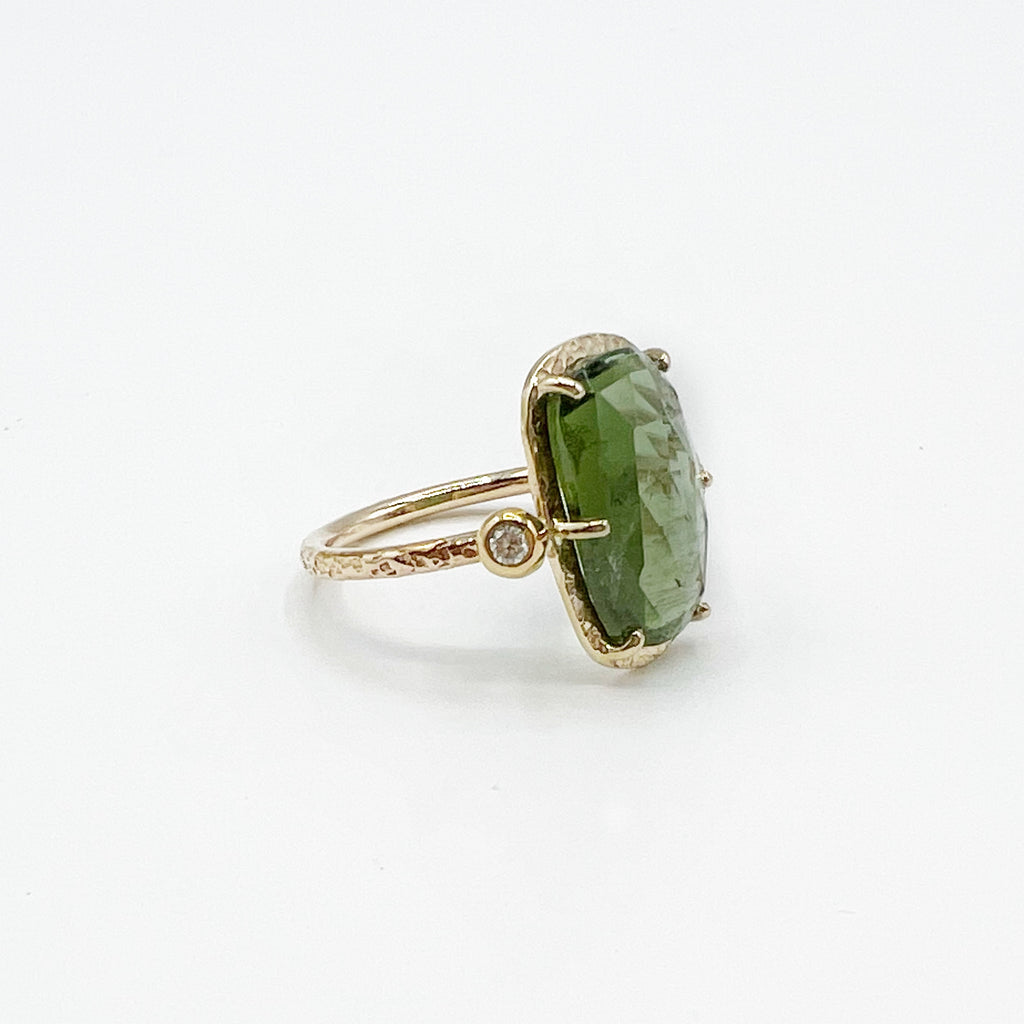 Sea Green Tourmaline Captured in Gold