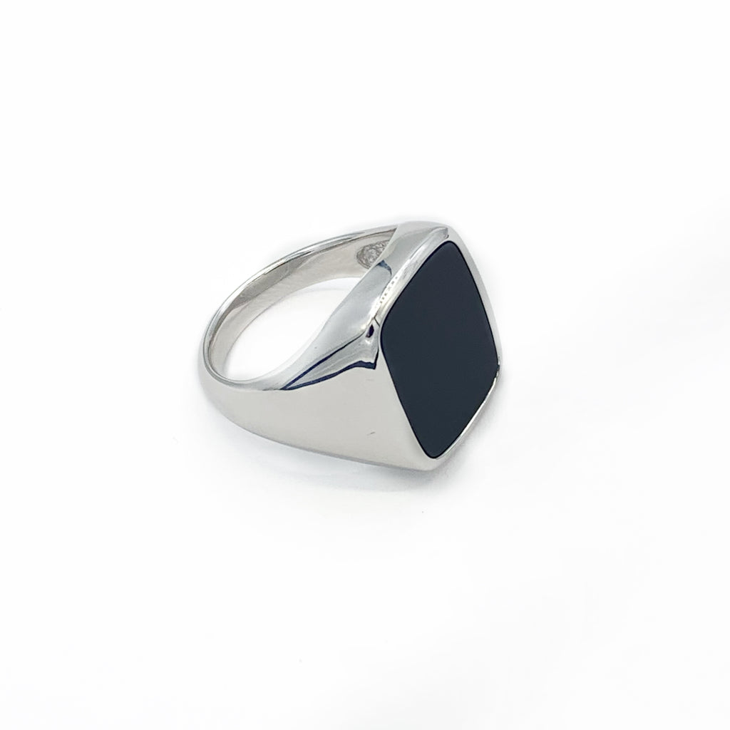 Men’s Sterling Silver Ring with Rectangle Onyx