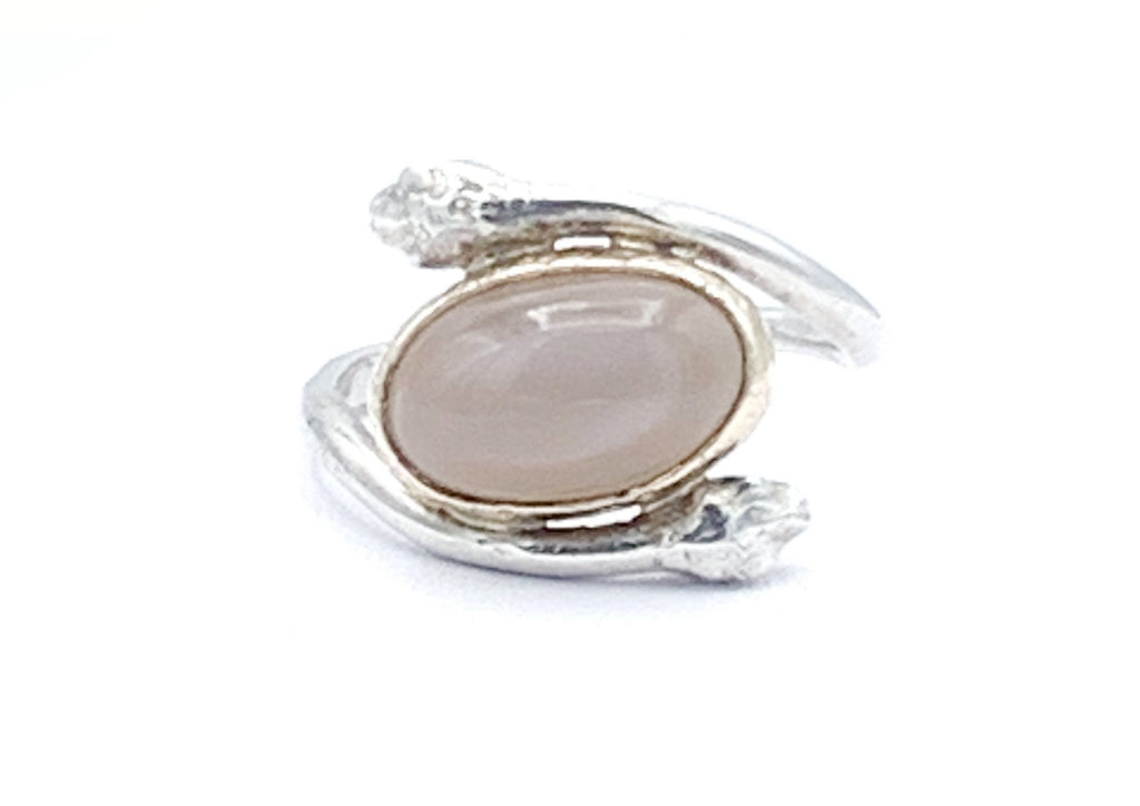 Sterling Silver and 14K Gold Pink Moonstone Snake Ring