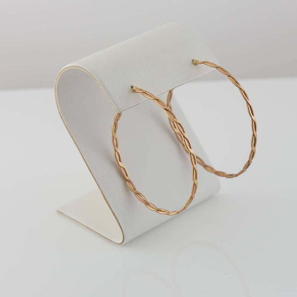 Spiral Woven Braided 14 Karat Rose Gold Hoop Earrings