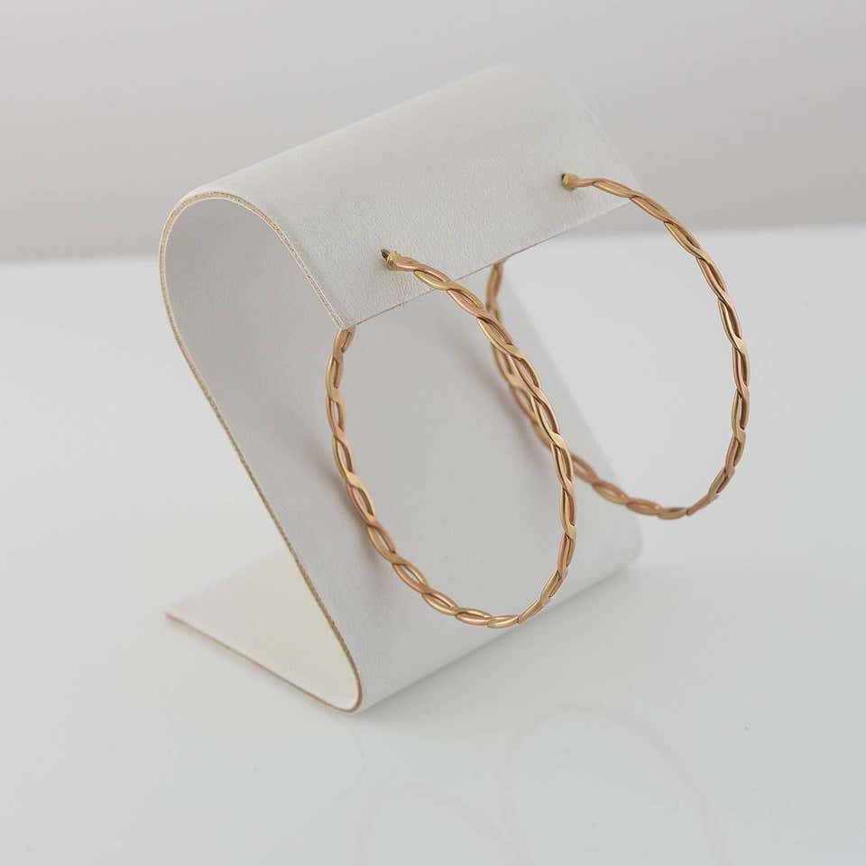 Spiral Woven Braided 14 Karat Rose Gold Hoop Earrings