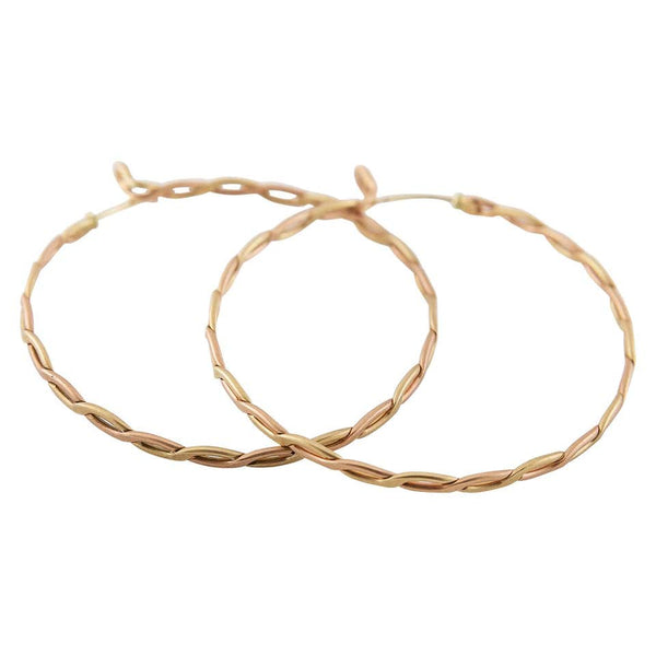 Spiral Woven Braided 14 Karat Rose Gold Hoop Earrings